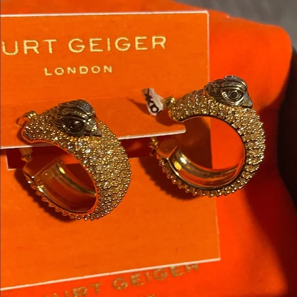 NWT Kurt Geiger Gold Eagle Head Hoop Earrings